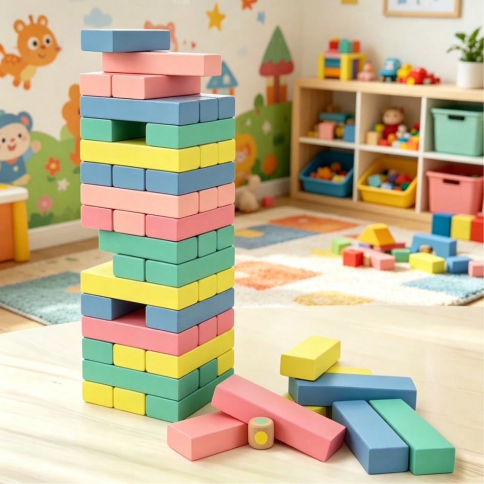 Wooden Stacking Tumbling Tower - Kids Education Number 评论和价格