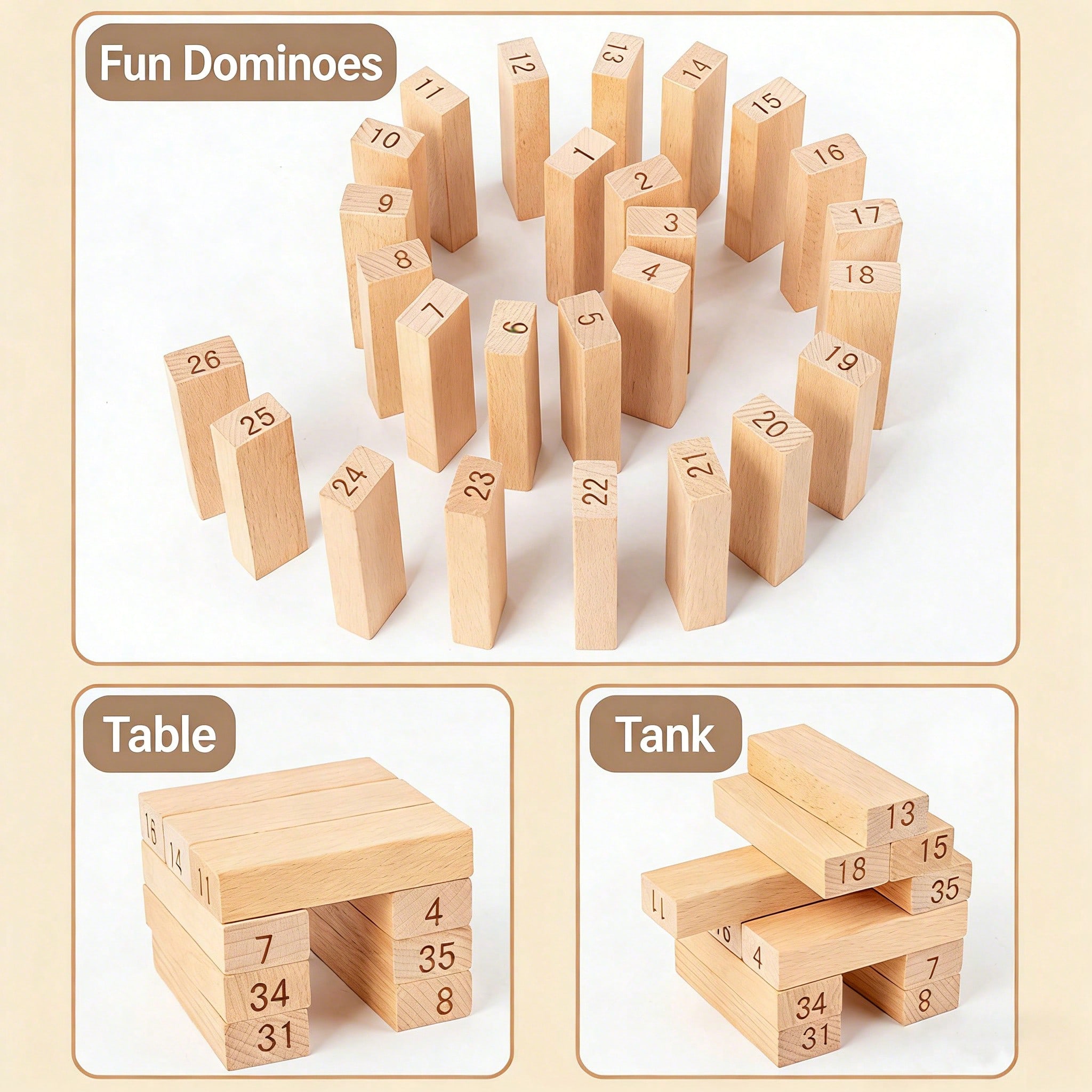 Wooden Stacking Tumbling Tower - Kids Education Number 评论和价格
